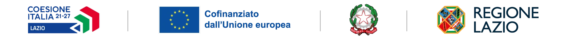 Coesione Italia 21-27 Lazio, cofinanziato dall’Unione europea, Repubblica Italiana, Regione Lazio